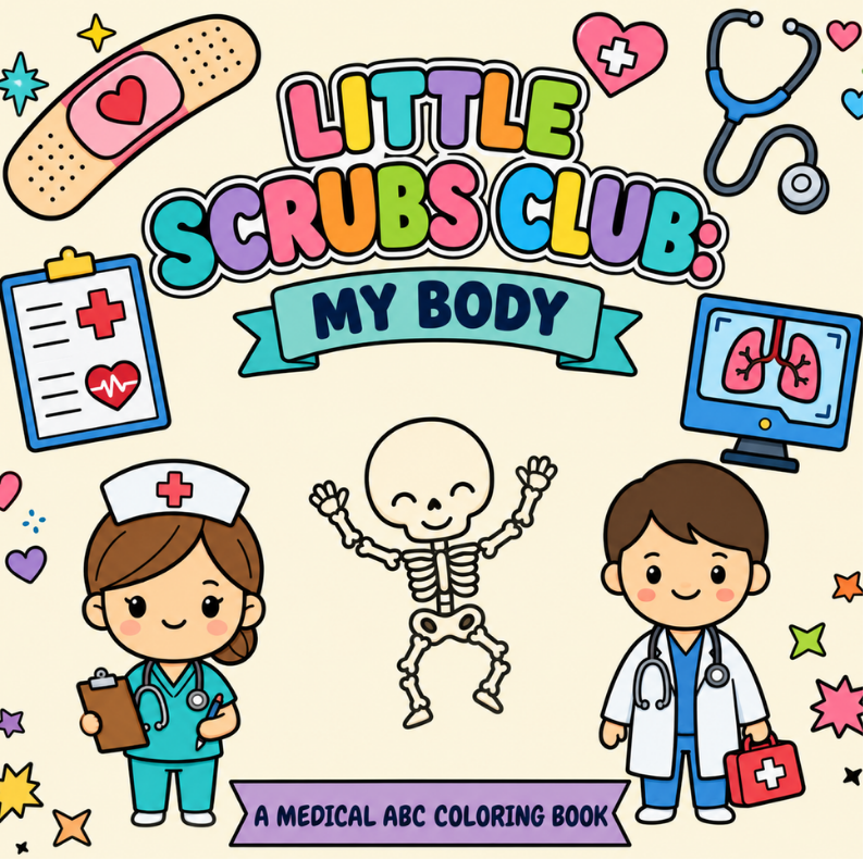 Final cover of Little Scrubs Club: My Body — A Medical ABC Coloring Book